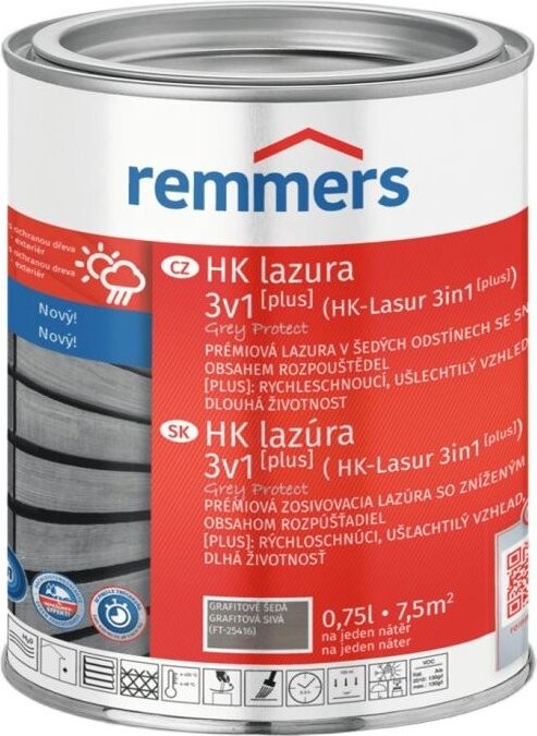 Remmers HK Lazura 3v1 Grey Protect [plus] 0,75 l Graphitgrau / Grafitová šedá