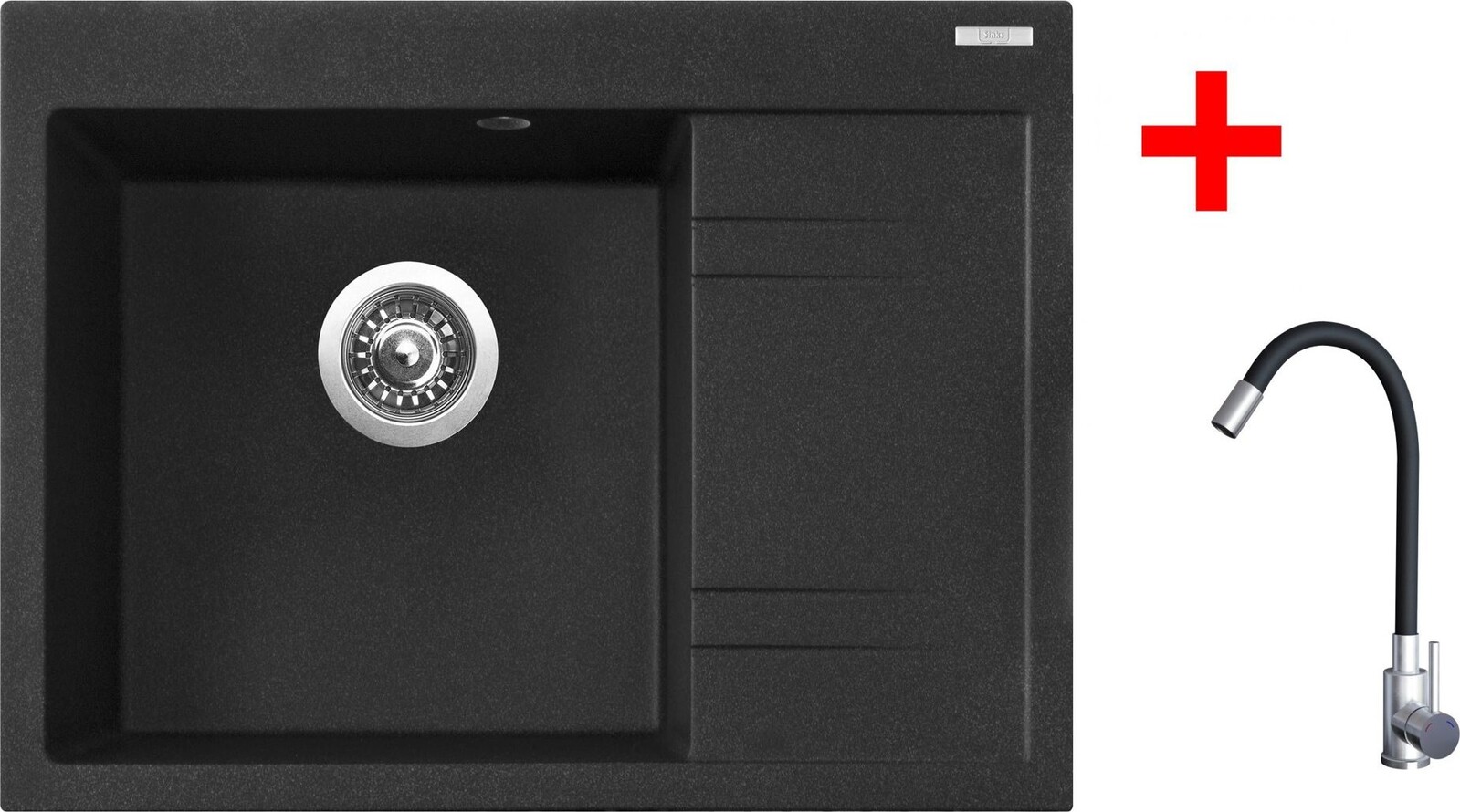 Sinks Rim 650 L Granblack + Elasta nehrdzavejúca oceľ/čierny