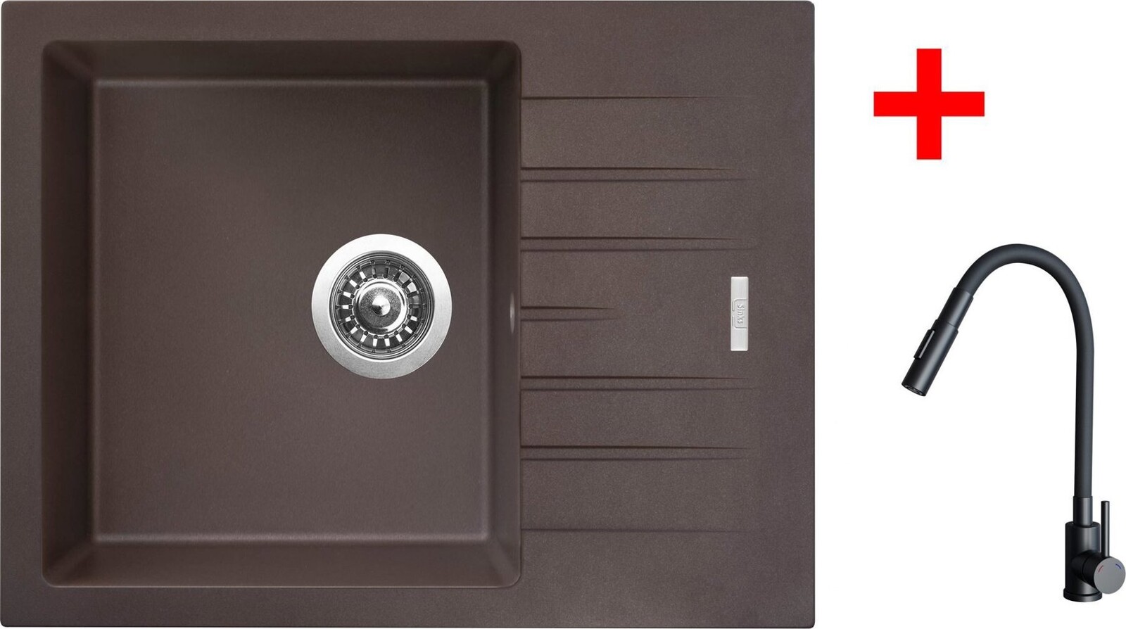Sinks Perfecto 650 Marone + Elasta S černý matný