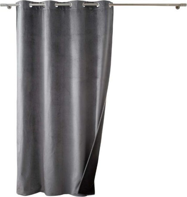 Douceur d'intérieur Závěs s kroužky VELVET, izolační, 140 × 260 cm, antracitový