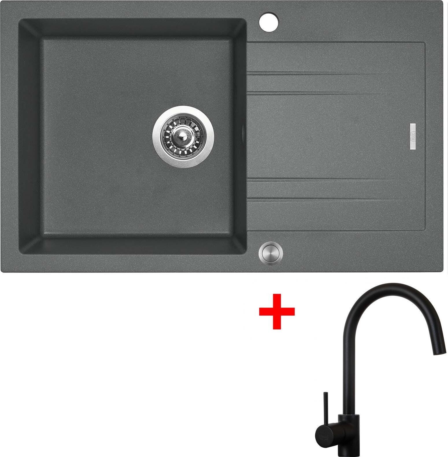 Sinks Linea 780 XC Titanium + Vitalia, čierna, matná