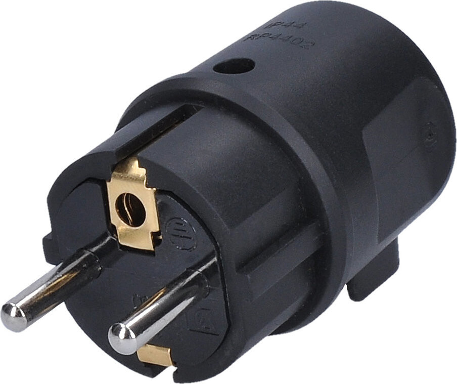 Solight Kabelová gumová vidlice do vlhka úhlová 220 V / 16 A / IP44, černá