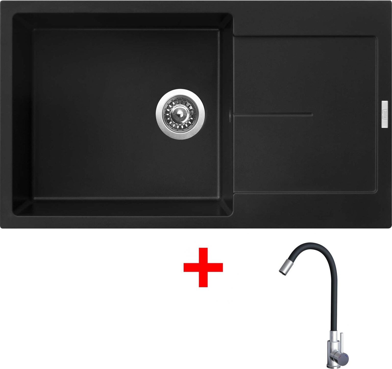 Sinks Ultima 860 XXL Pureblack + Elasta nehrdzavejúca oceľ/čierny