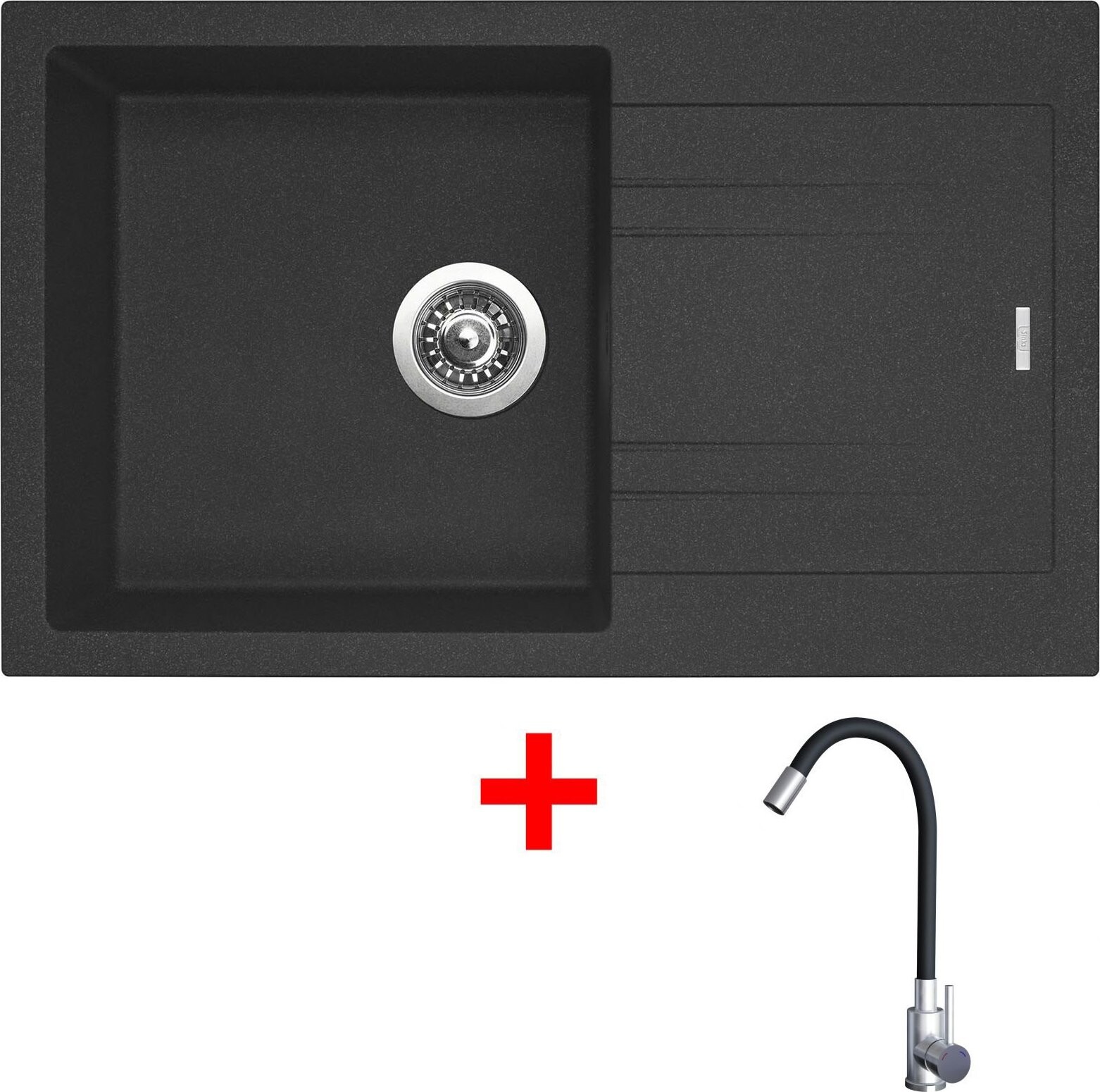 Sinks Linea 780 Granblack + Elasta nehrdzavejúca oceľ/čierny
