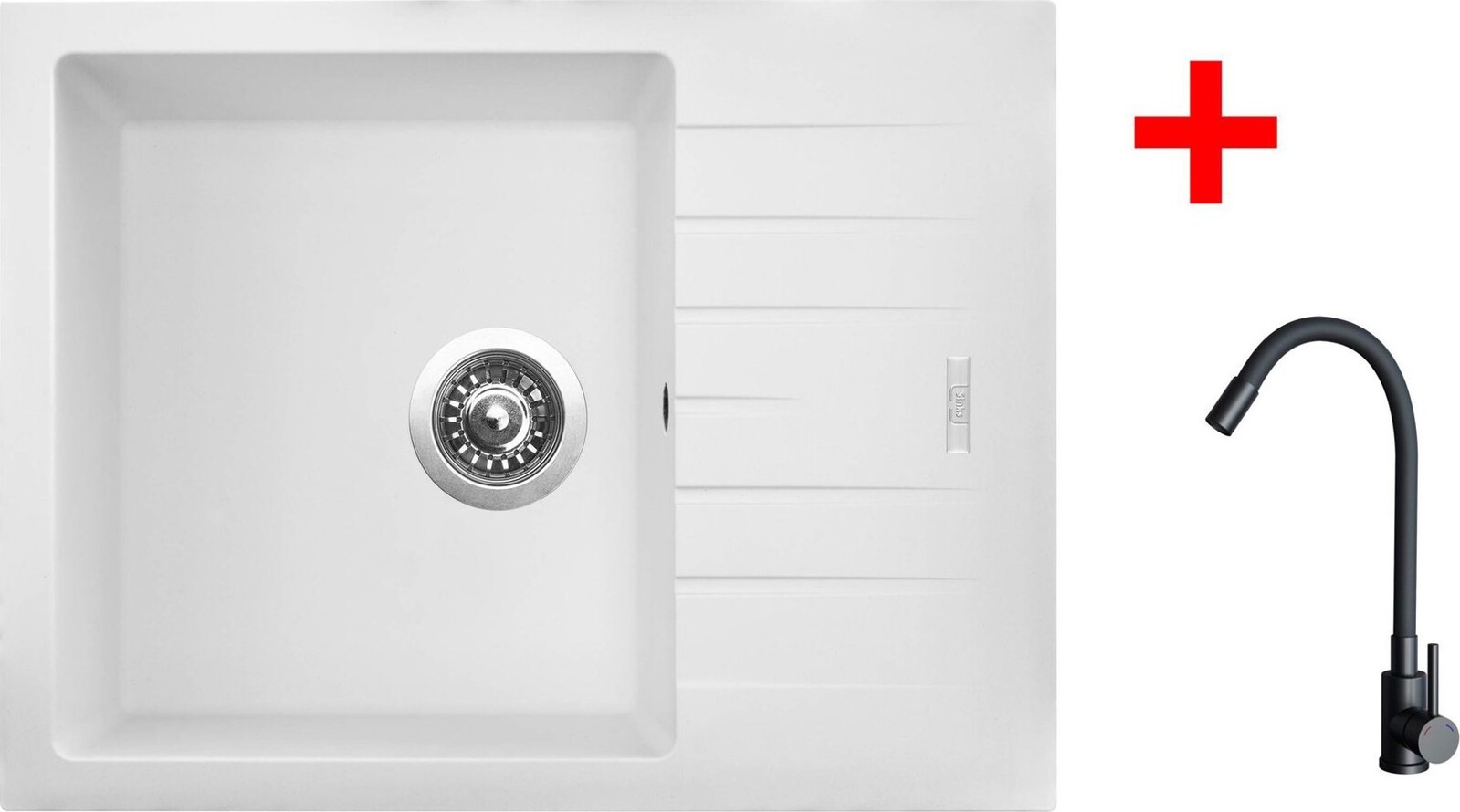 Sinks Perfecto 650 Milk + Elasta čierny matný