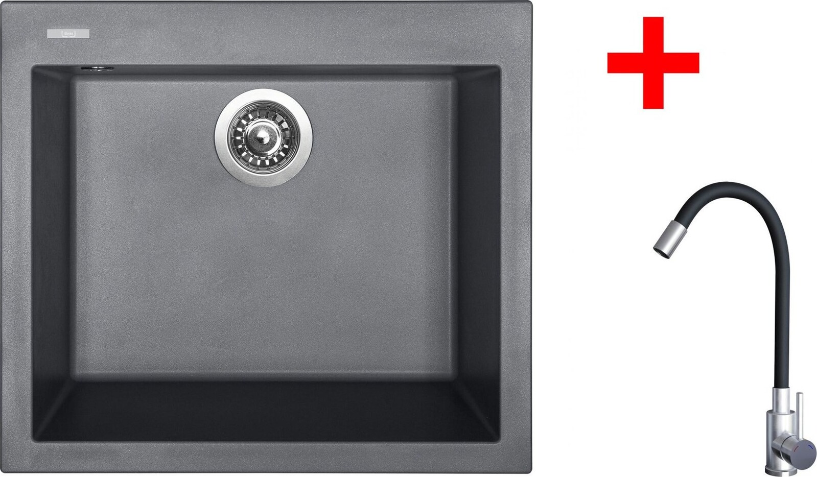 Sinks Cube 560 Titanium + Elasta nehrdzavejúca oceľ/čierny
