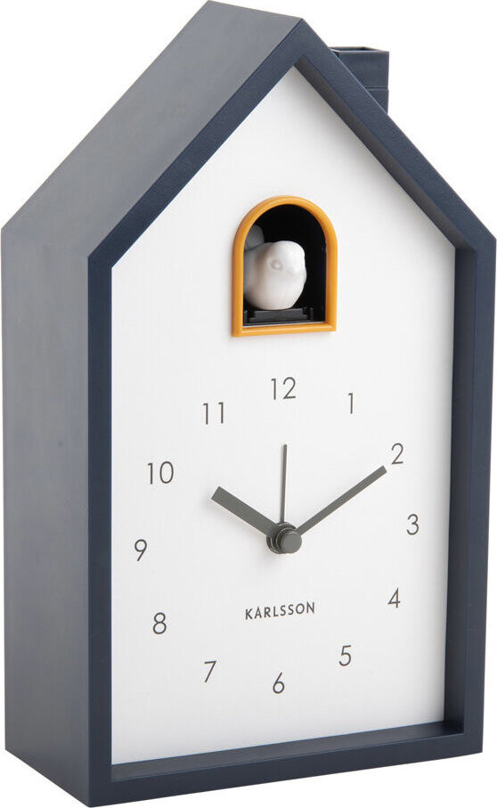 Karlsson Kukučkové hodiny CUCKOO, 12 × 20 × 6 cm, tmavo modré