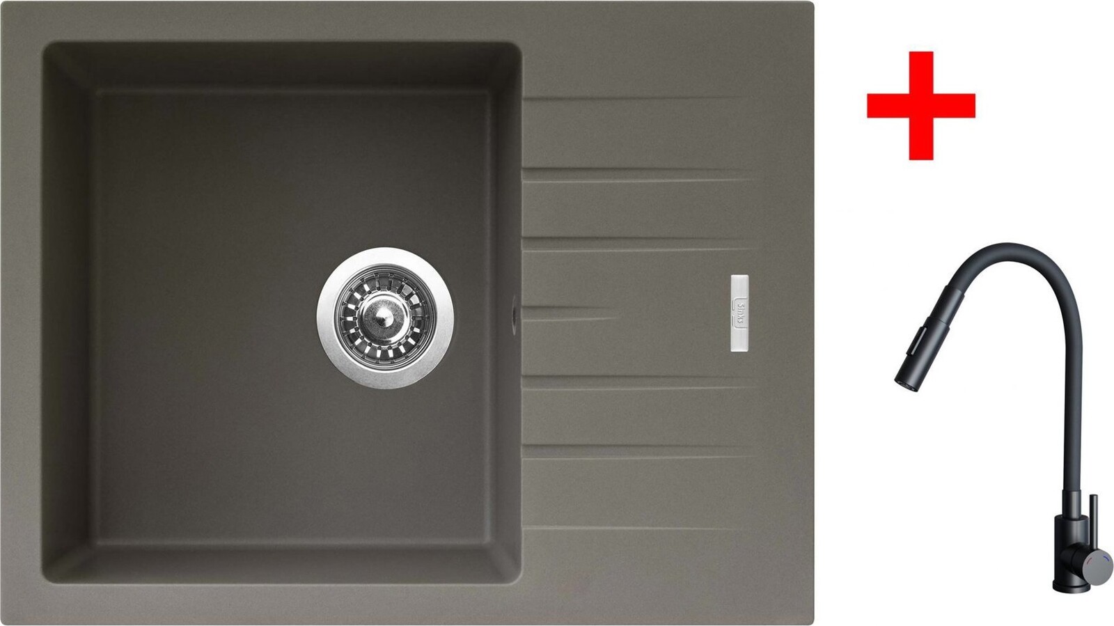 Sinks Perfecto 650 Truffle + Elasta S černý matný