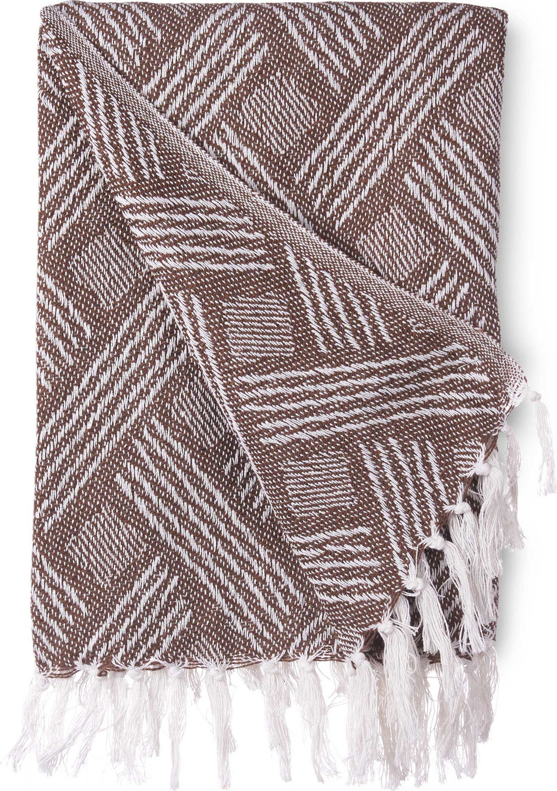 Giftdecor Bavlněný přehoz, 150 × 125 cm, hnědý s pruhy