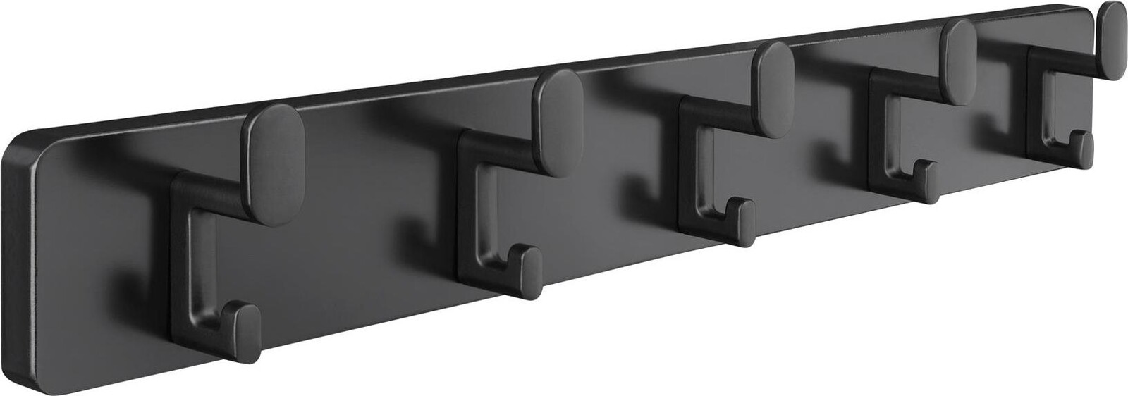 Walteco Věšáková lišta 550 × 70 mm, 5 háčků, černá MDF a matná černá