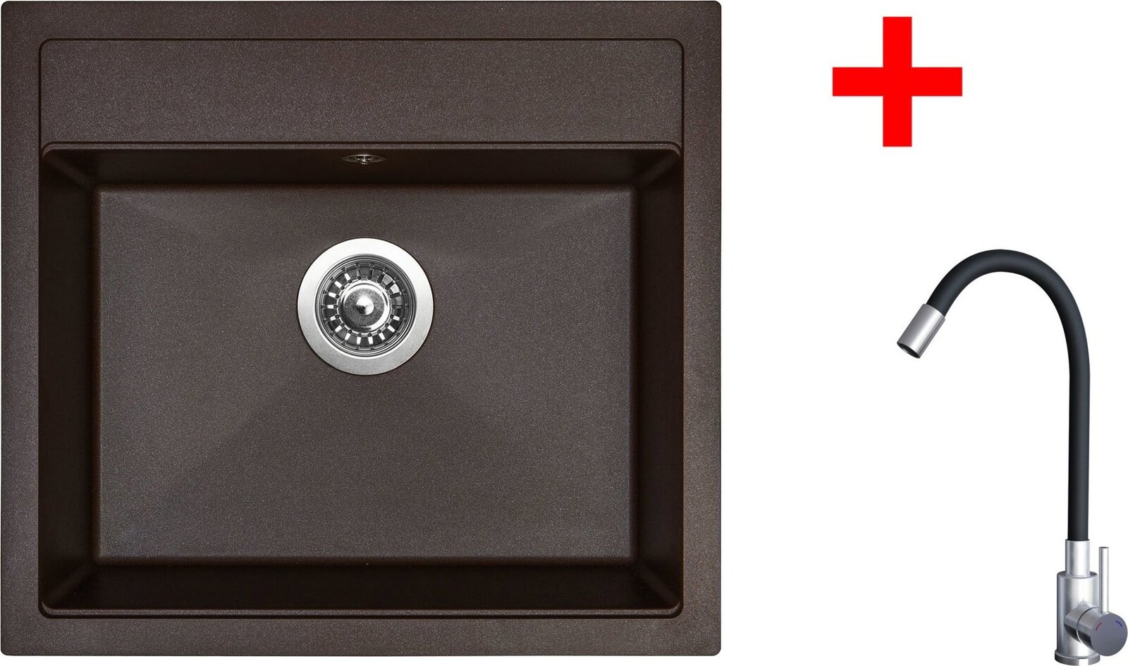 Sinks Solo 560 Marone + Elasta nehrdzavejúca oceľ/čierny