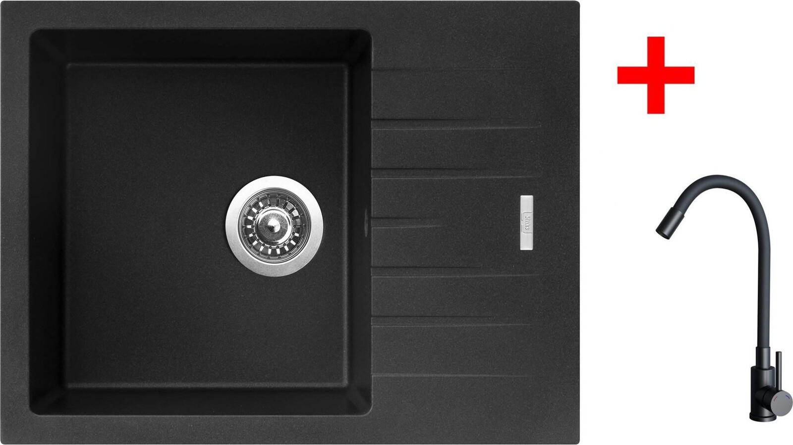 Sinks Perfecto 650 Metalblack + Elasta čierny matný