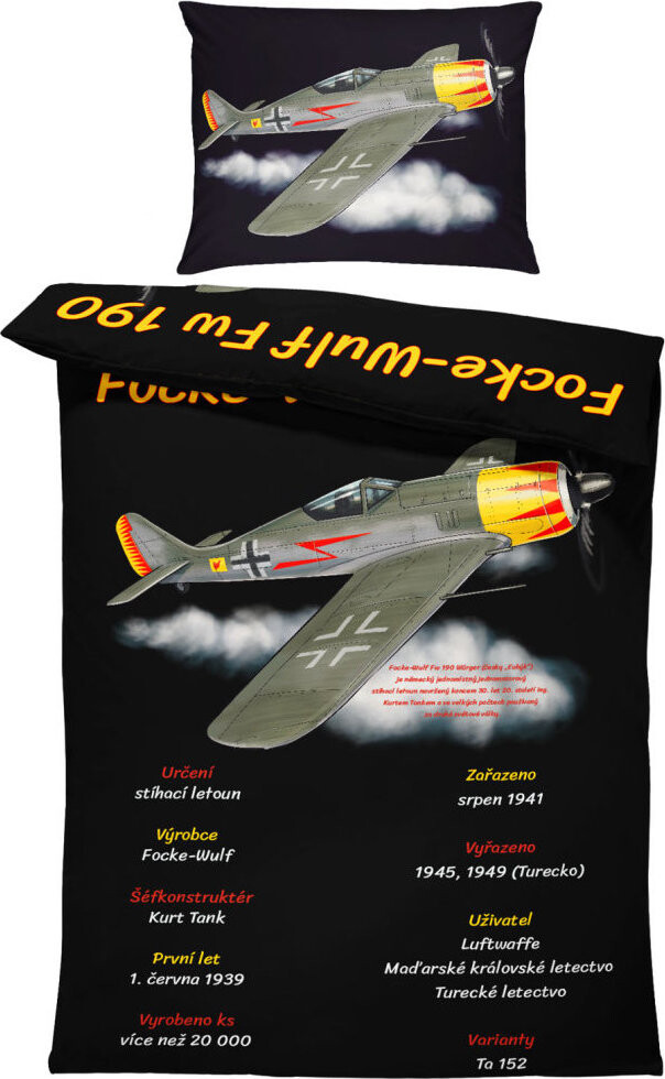 IMPAR Obliečky FockeWulf Fw 190, 140 × 200 cm + 90 × 70 cm
