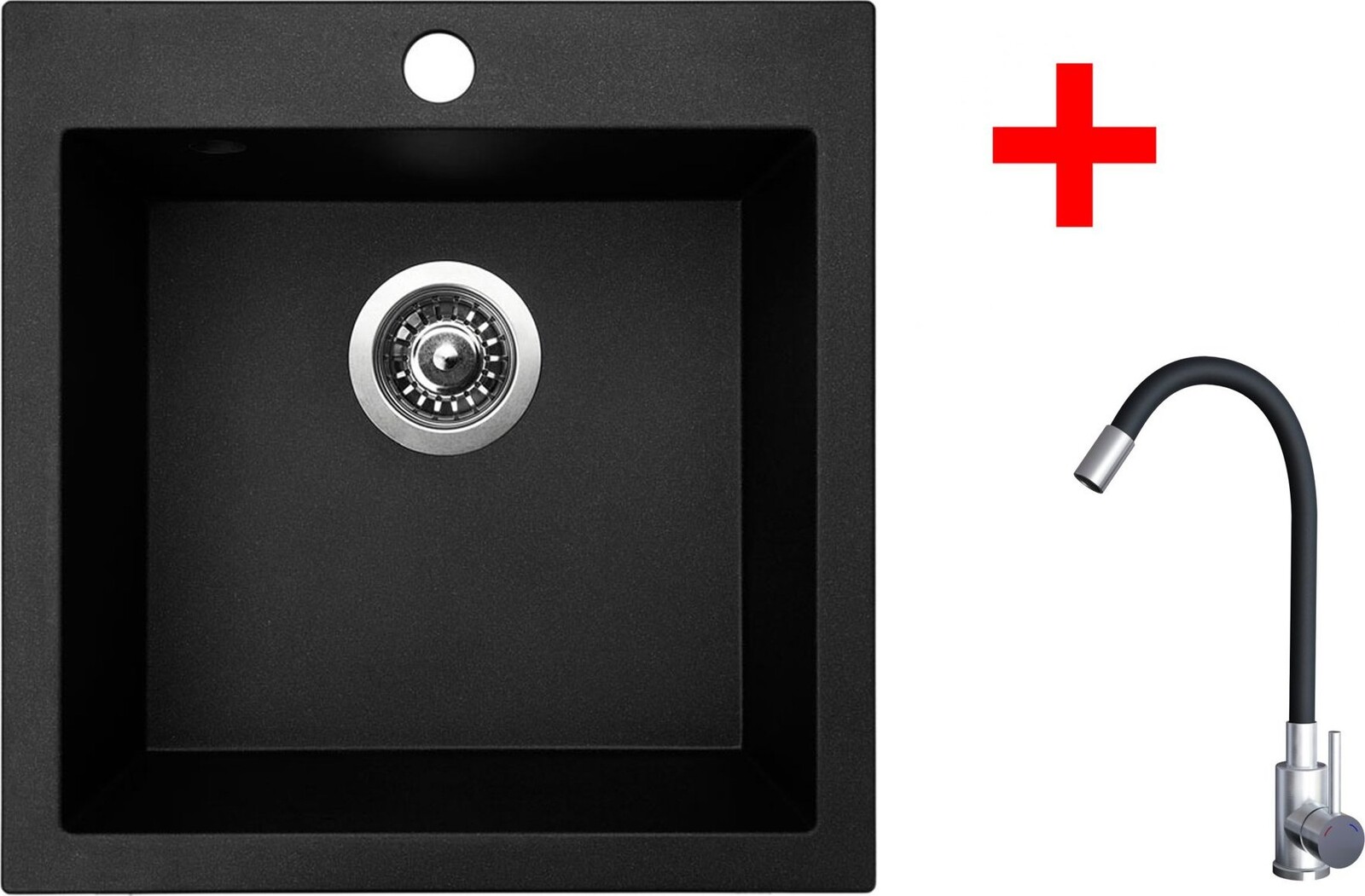 Sinks Viva 455 Granblack + Elasta nehrdzavejúca oceľ/čierny