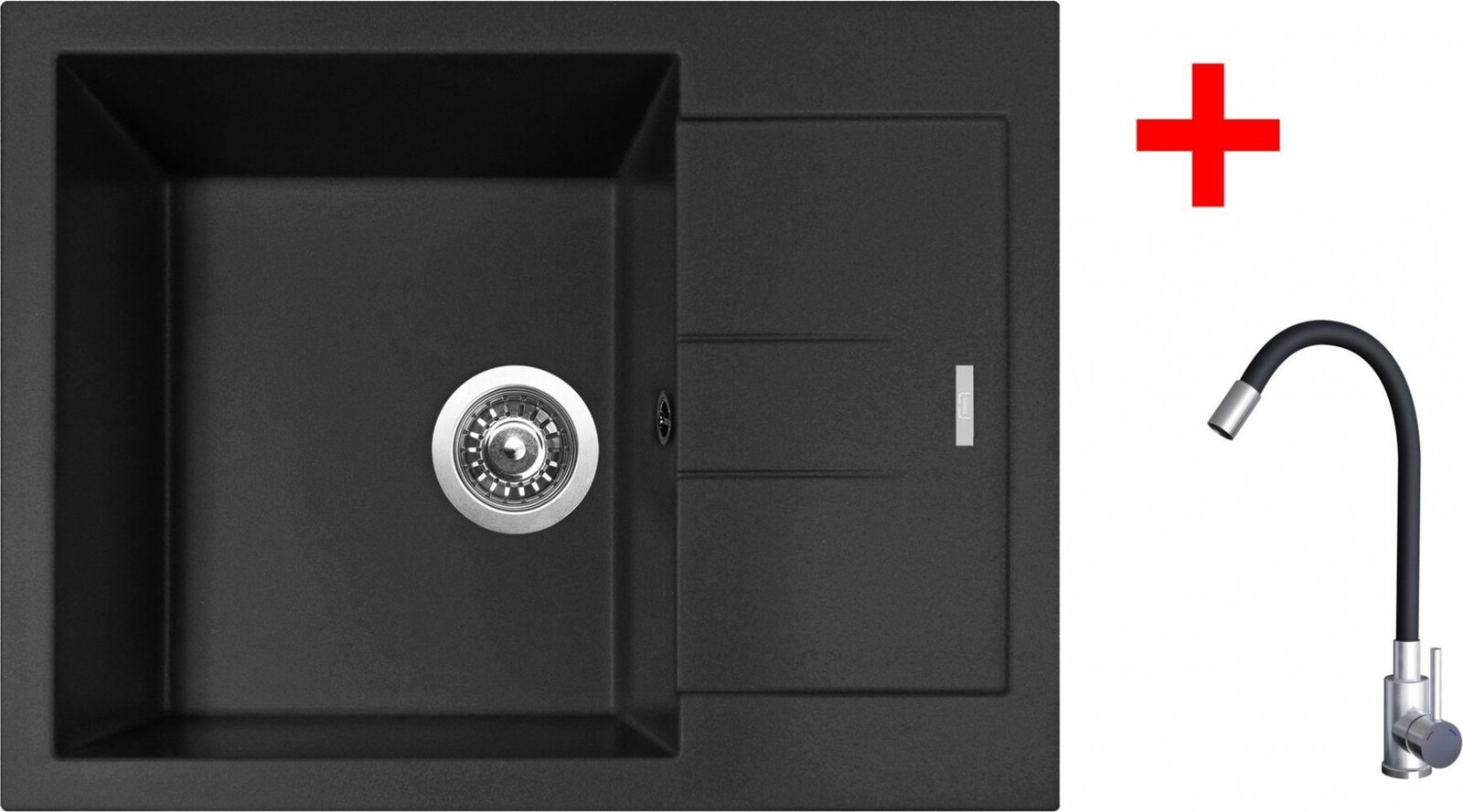 Sinks Amanda 650 Pureblack + Elasta nerez/černý