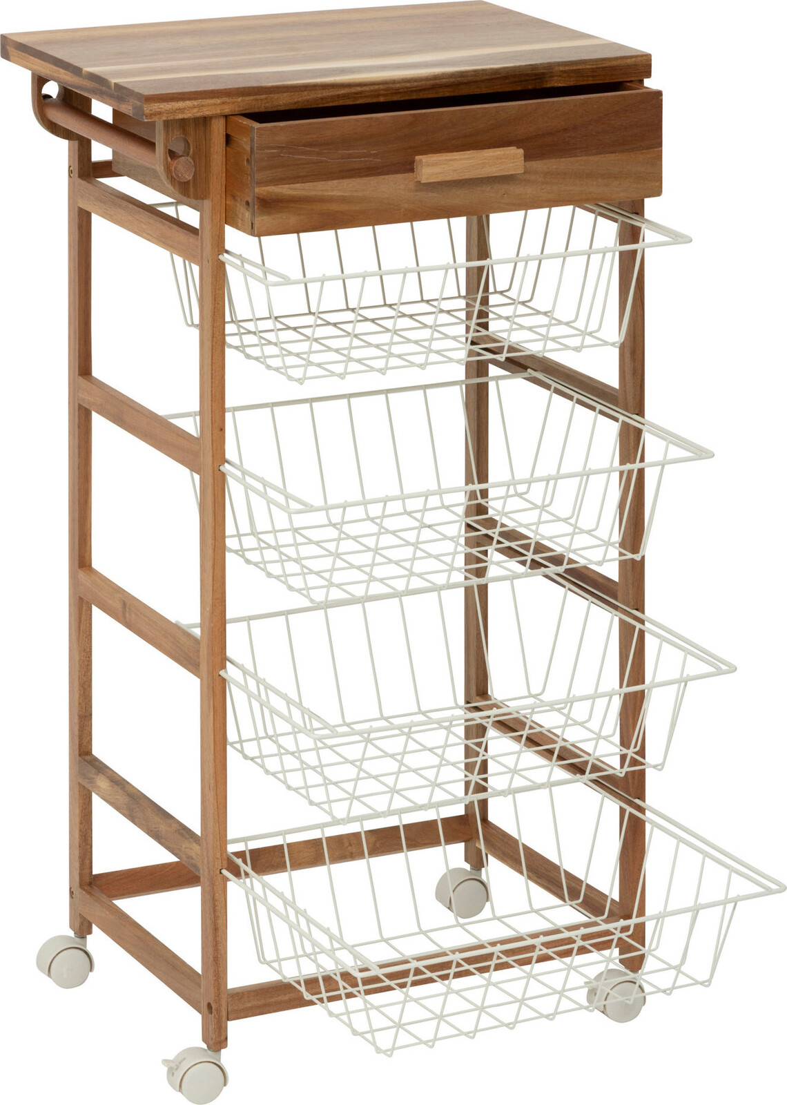 5five Simply Smart Acacia Kuchyňský vozík se 4 koši, 89 cm