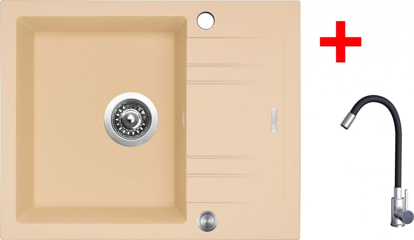 Sinks Linea 600 XC Sahara + Elasta nehrdzavejúca oceľ/čierny