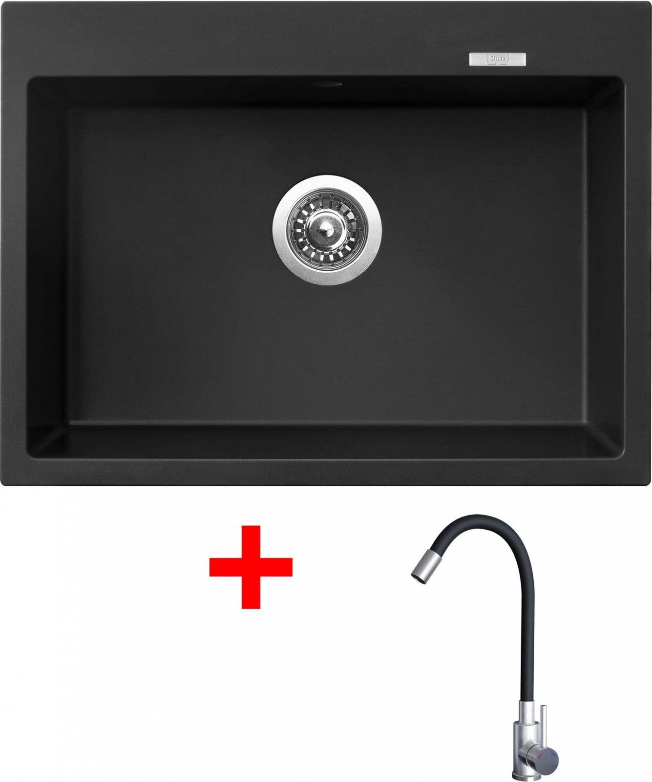 Sinks Maximo 680 Pureblack + Elasta nehrdzavejúca oceľ/čierny