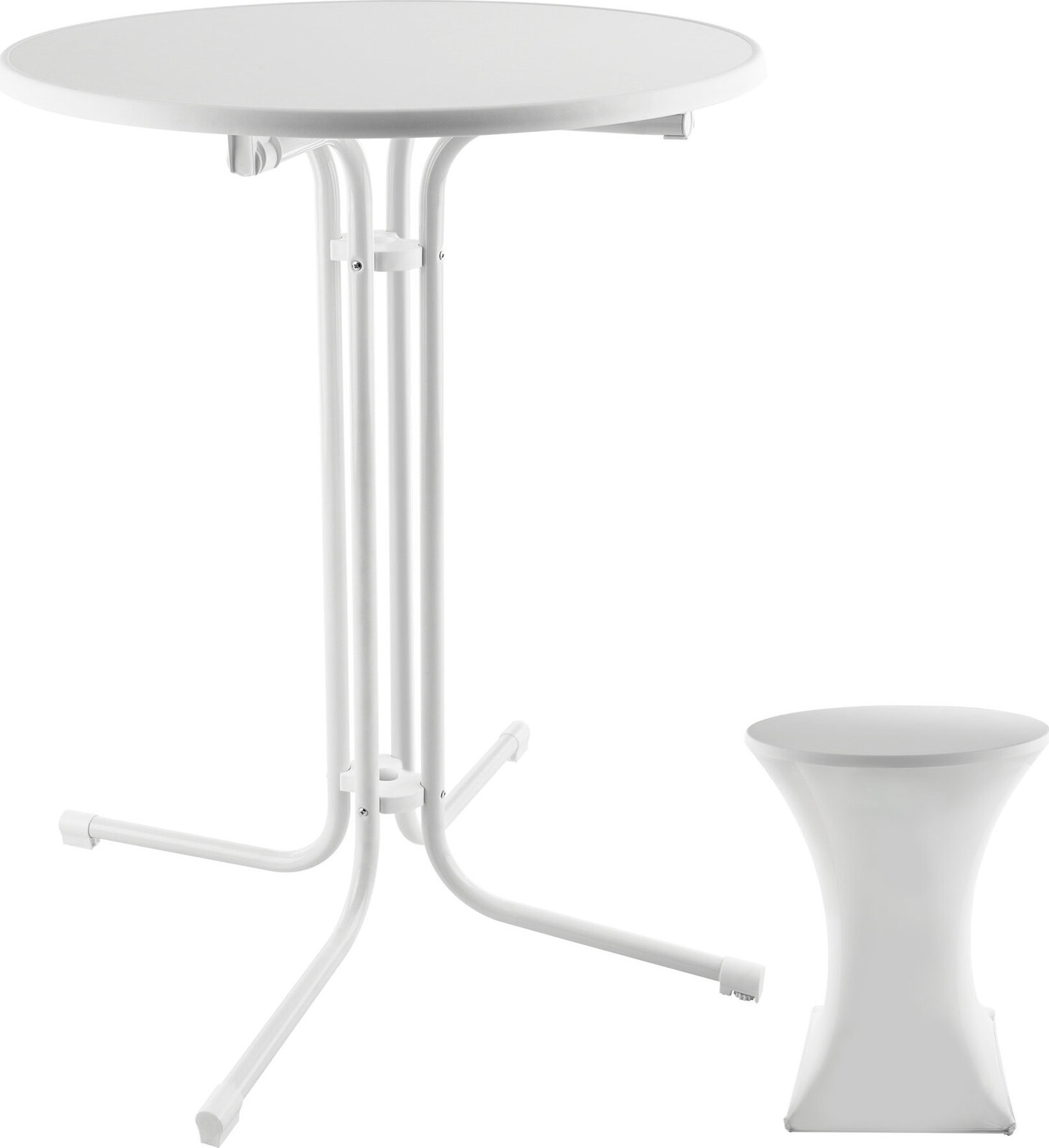TECTAKE Záhradný stôl Eren, skladací, s poťahom, 90 cm, biely