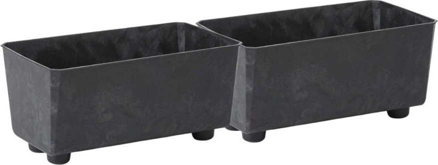 Lamela Květinová mísa SAGA 37 × 17 cm, dekor černý beton, set 2 ks