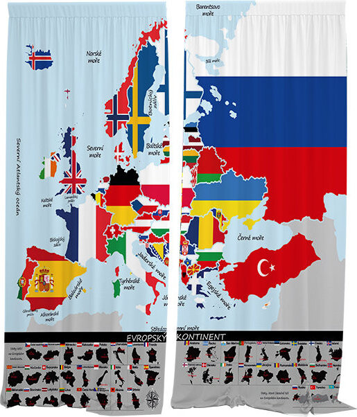 IMPAR Závěsy, 140 × 250 cm, hlavní města