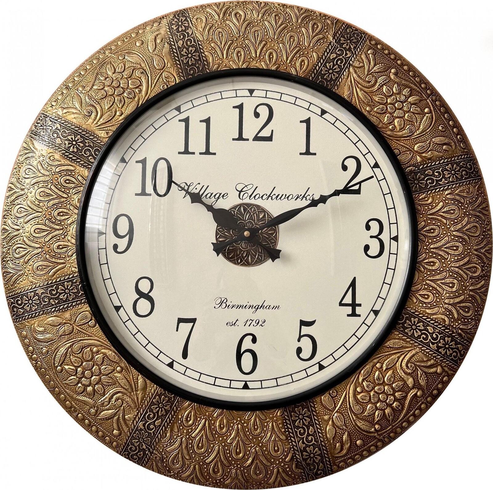 LAKŠMI - indický nábytek Nástěnné hodiny průměr 45 cm, vzor 4