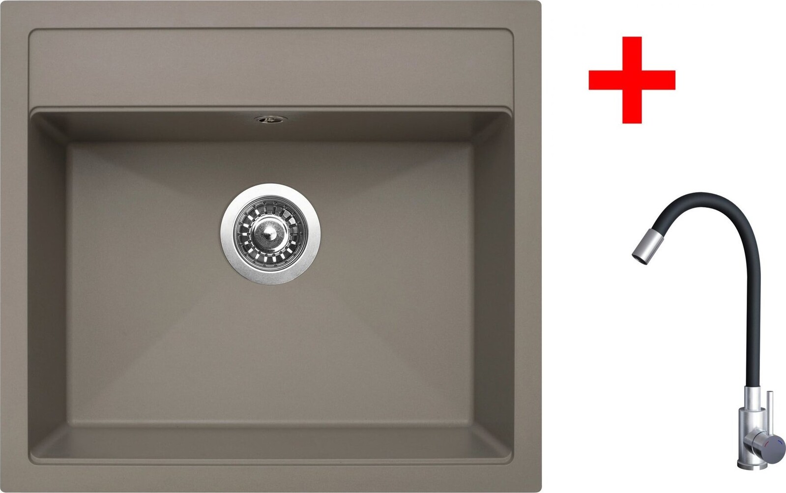 Sinks Solo 560 Truffle + Elasta nehrdzavejúca oceľ/čierny