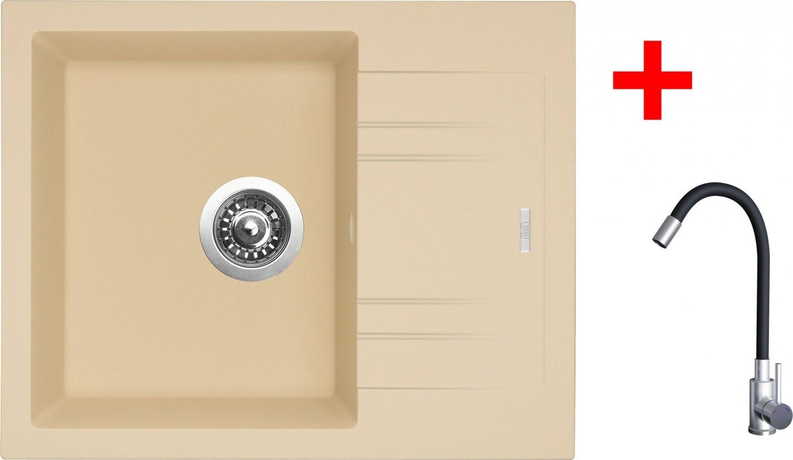 Sinks Linea 600 Sahara + Elasta nehrdzavejúca oceľ/čierny