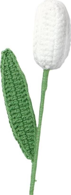ANNAM Háčkovaná květina Tulipán bílý, 4 × 41 cm