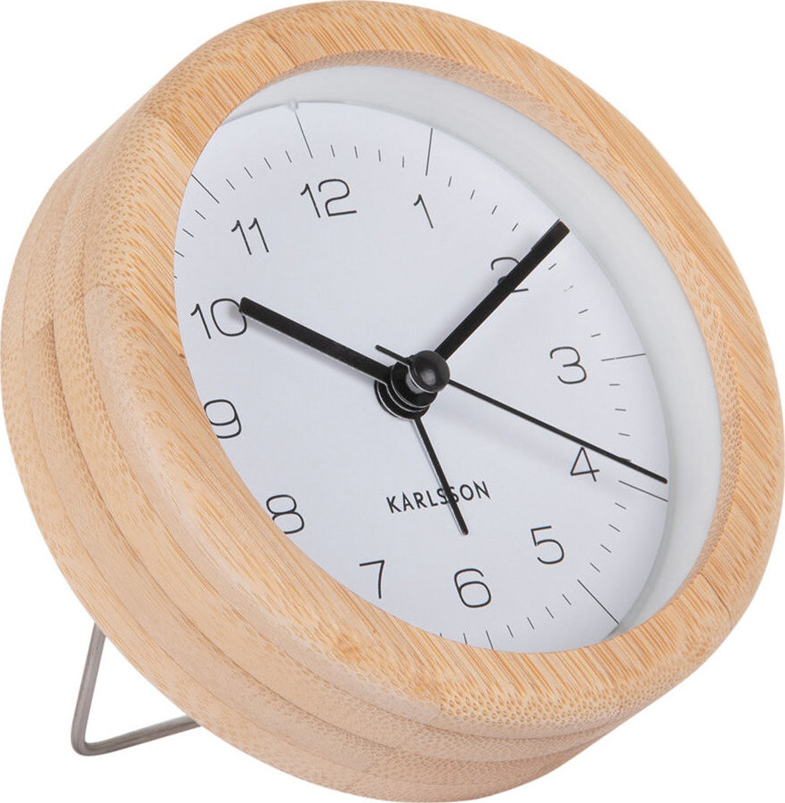 Karlsson Budík s bambusovým puzdrom NEAT, priemer 10 cm, biely