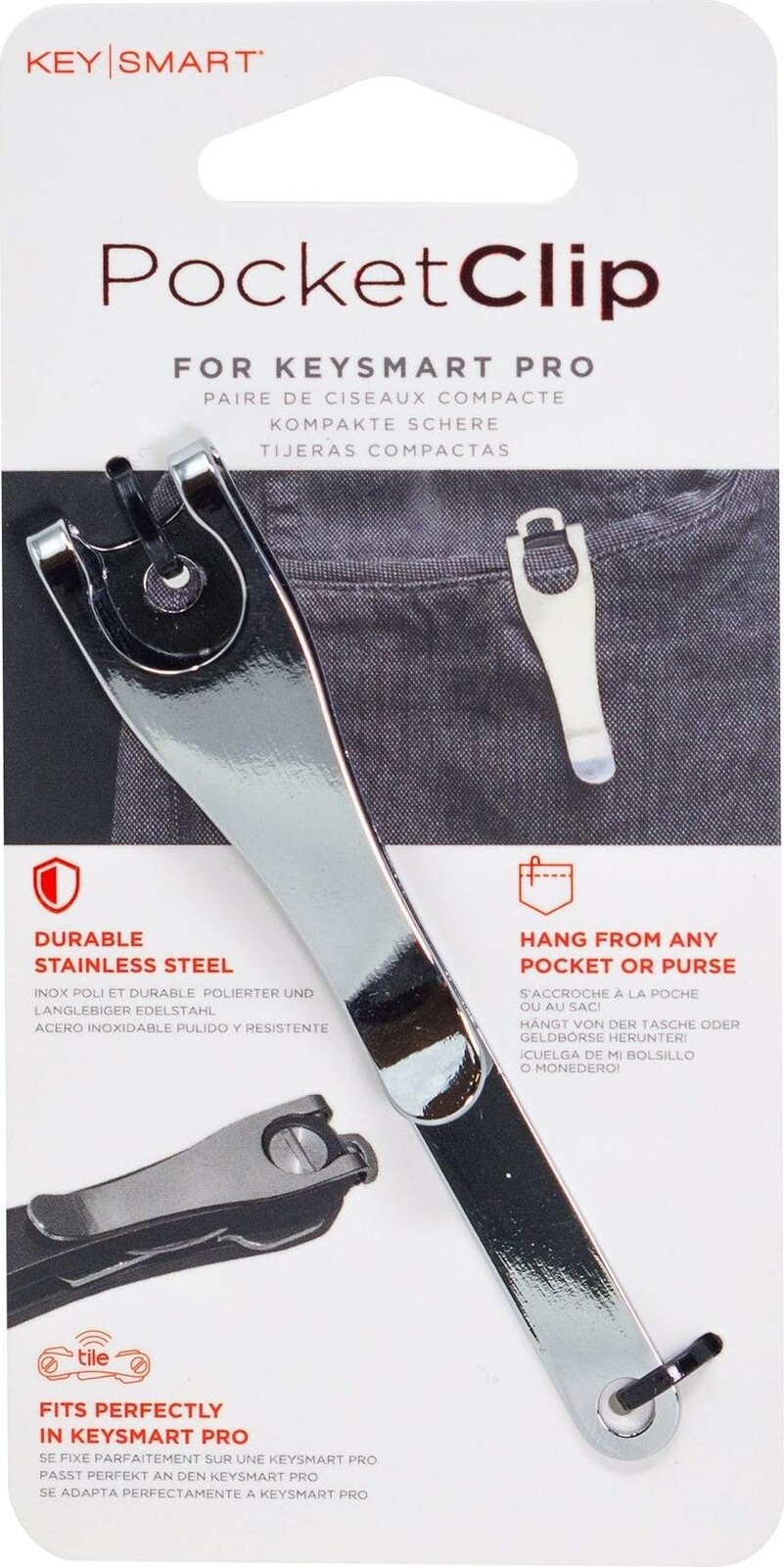 KeySmart Pocket Clip - stříbrný
