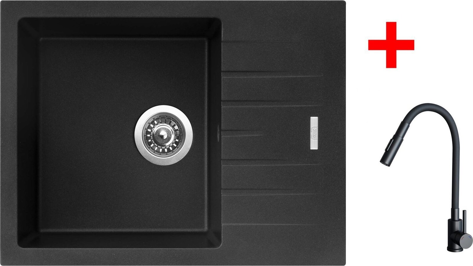 Sinks Perfecto 650 Metalblack + Elasta S čierny matný