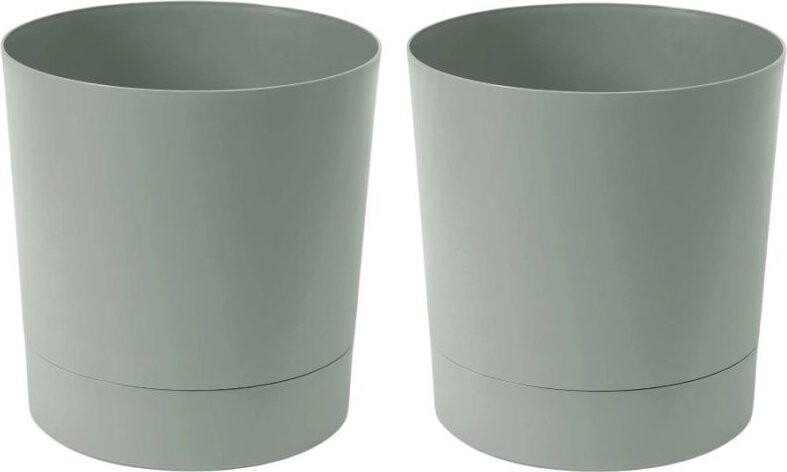 Lamela Květináč AURA + miska 28 cm, šedo - zelený, set 2 ks