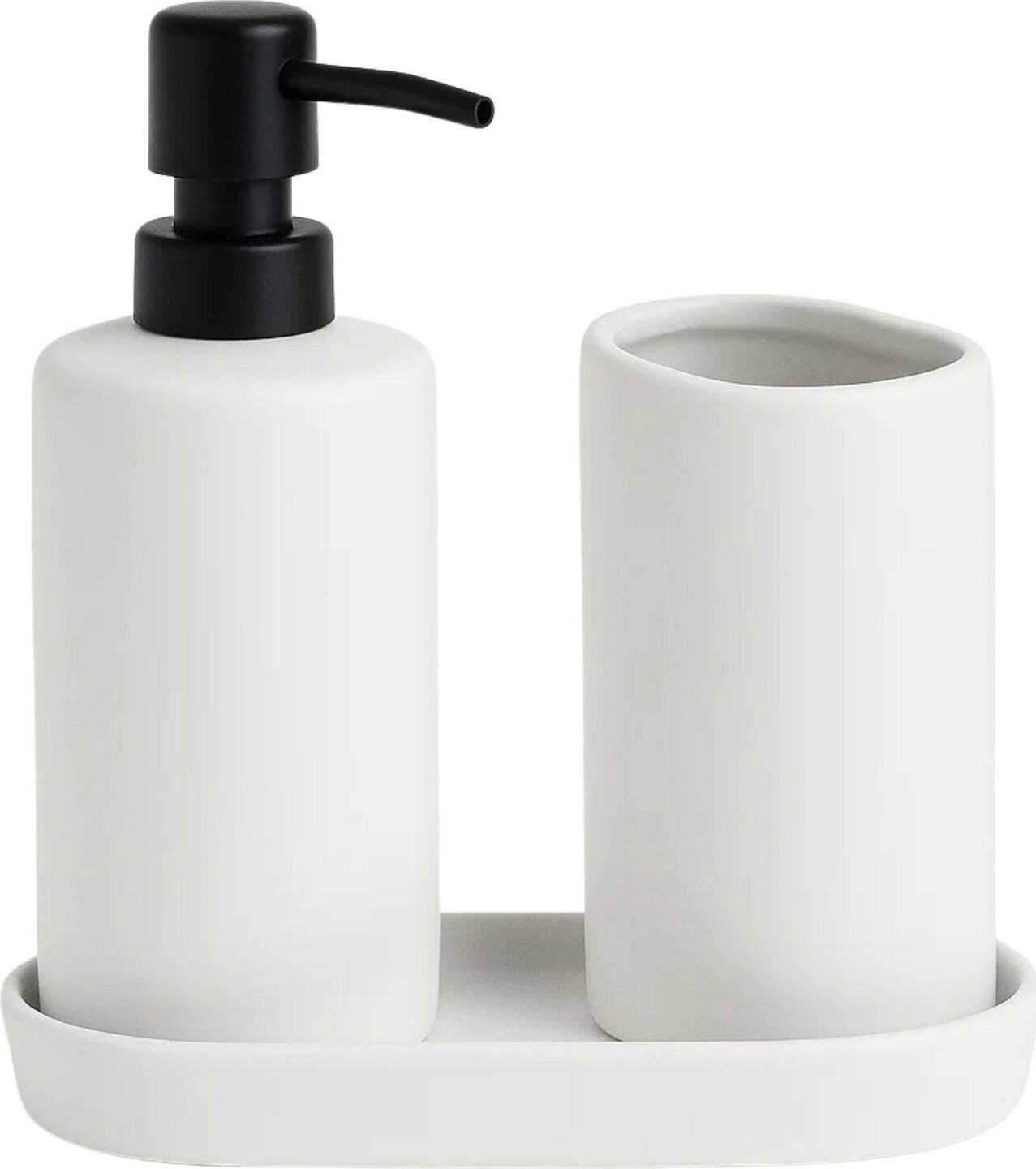 Bathroom Solutions Ply, keramický dávkovač a kelímek, bílý