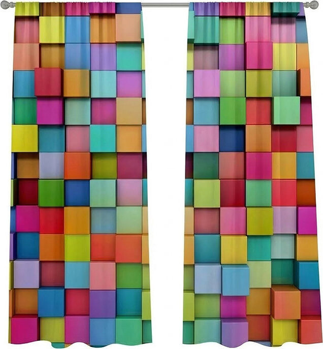 IMPAR Závěsy, 140 × 250 cm, barevné kostky