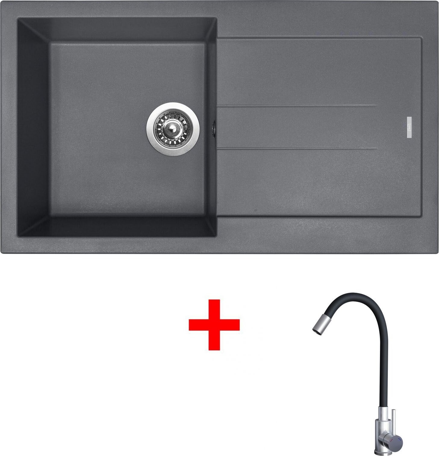 Sinks Amanda 860 Titanium + Elasta nehrdzavejúca oceľ/čierny