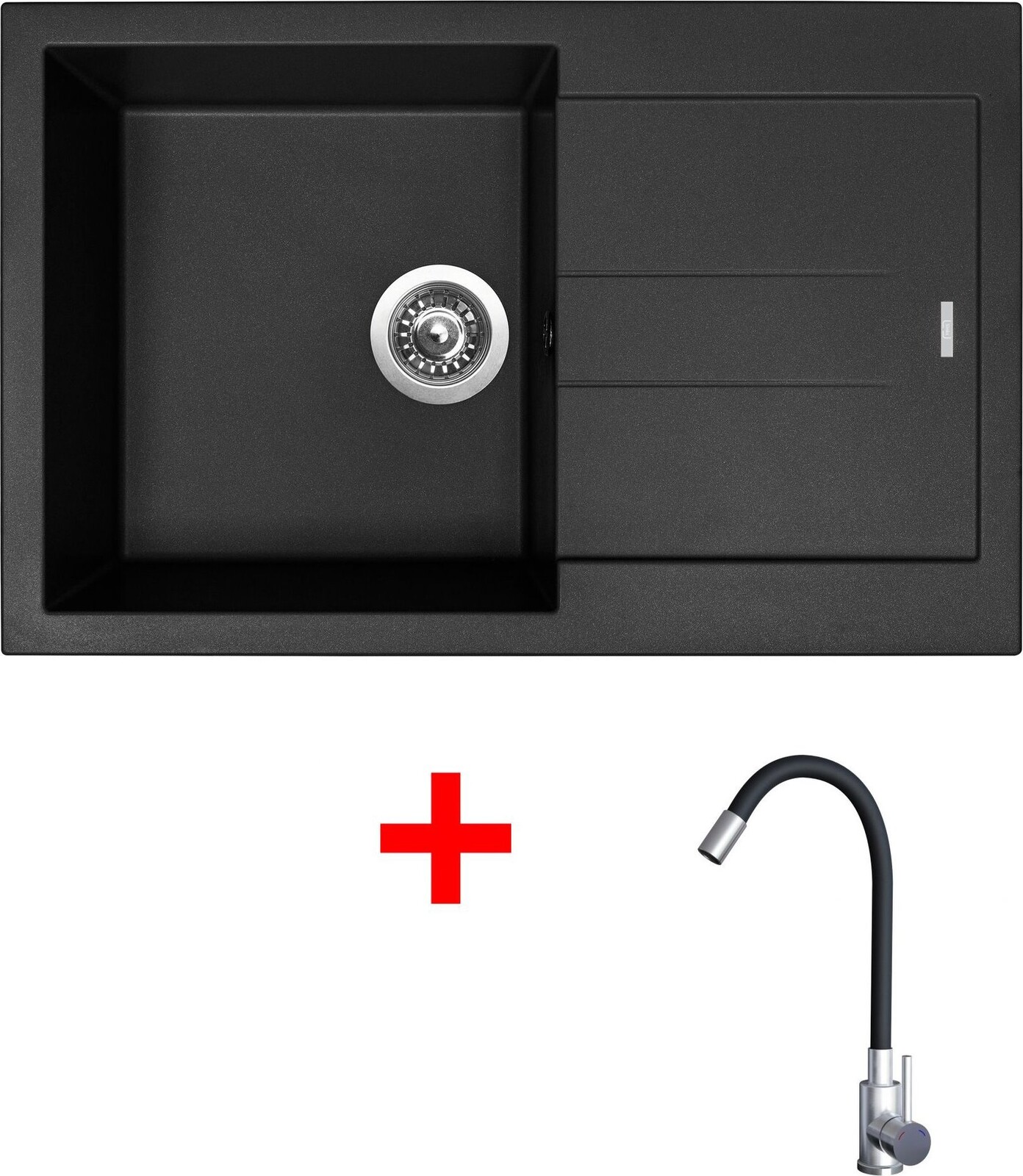 Sinks Amanda 780 Pureblack + Elasta nerez/černý