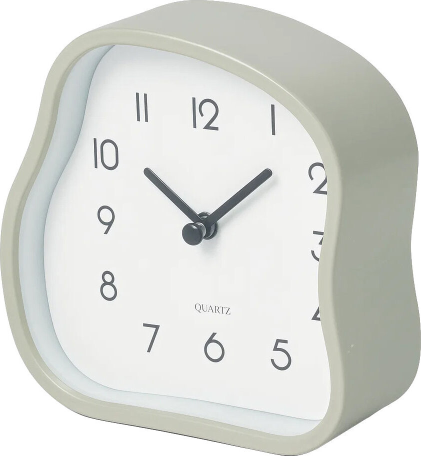Home Styling Collection Stolní hodiny AMORPH organického tvaru s proskleným čelem, šedý, 12 cm