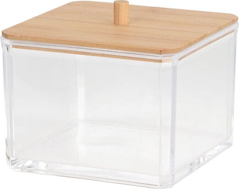 Eleganza Transparentní organizér do koupelny s bambusovým víkem
