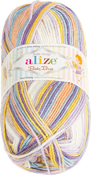 BELLATEX Baby Best Batik 100 g - 8104 bílá, žlutá, fialová, modrá