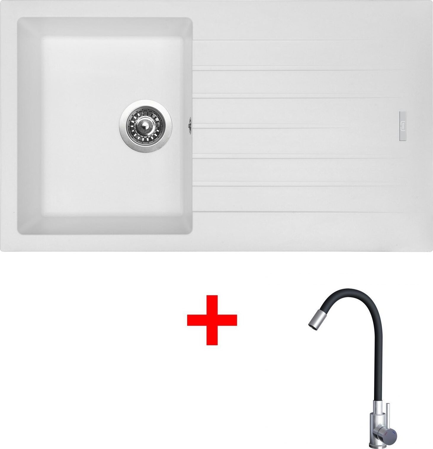Sinks Perfecto 860 Milk + Elasta nehrdzavejúca oceľ/čierny