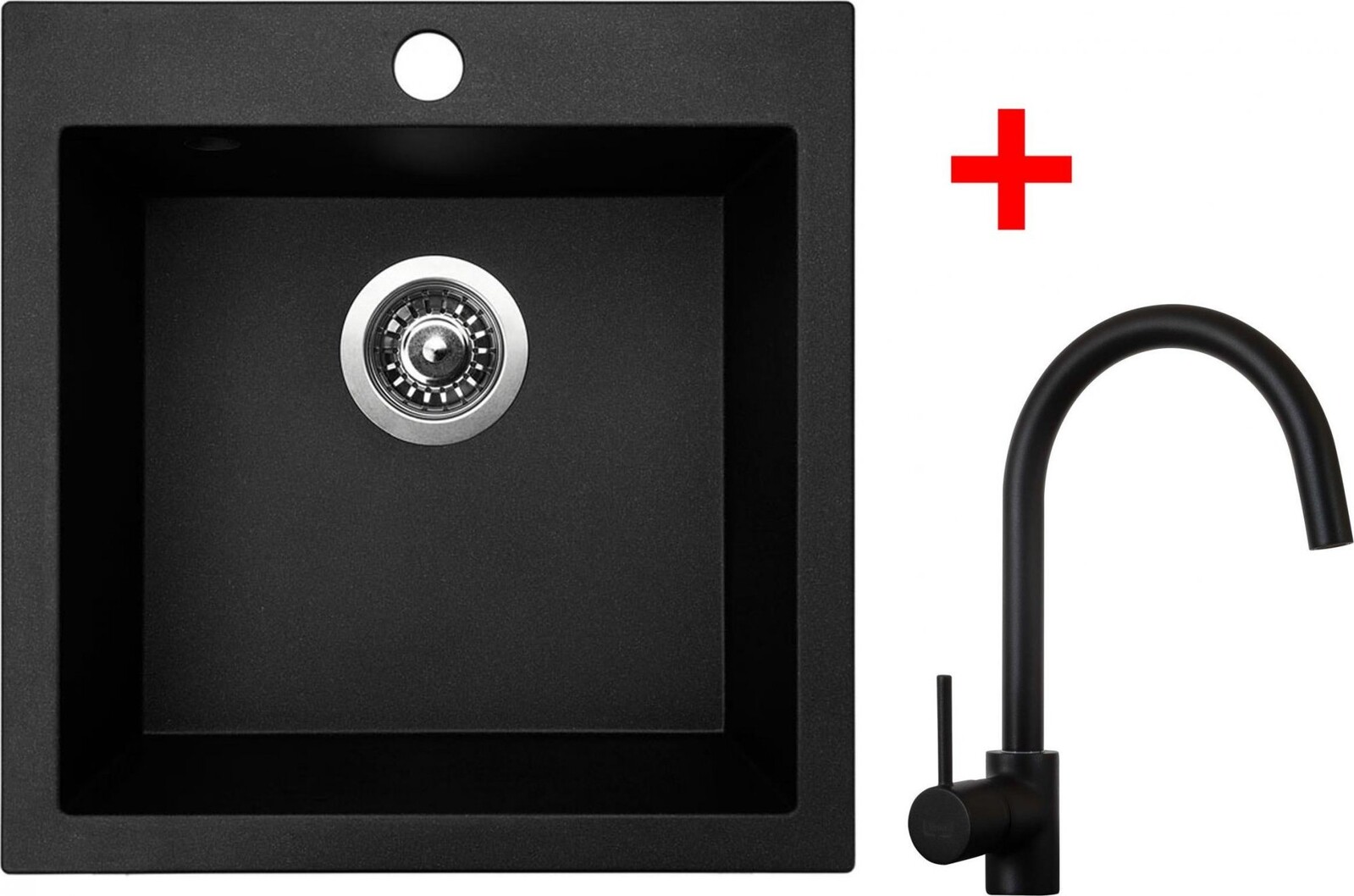 Sinks Viva 455 Granblack + Vitalia, čierna, matná