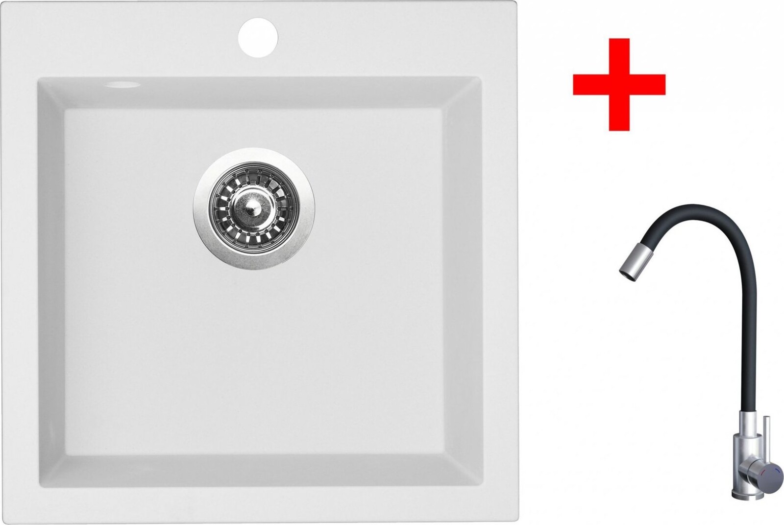 Sinks Viva 455 Milk + Elasta nehrdzavejúca oceľ/čierny
