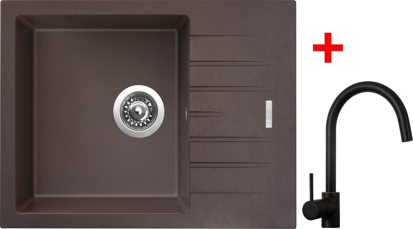 Sinks Perfecto 650 Marone + Vitalia černý matný