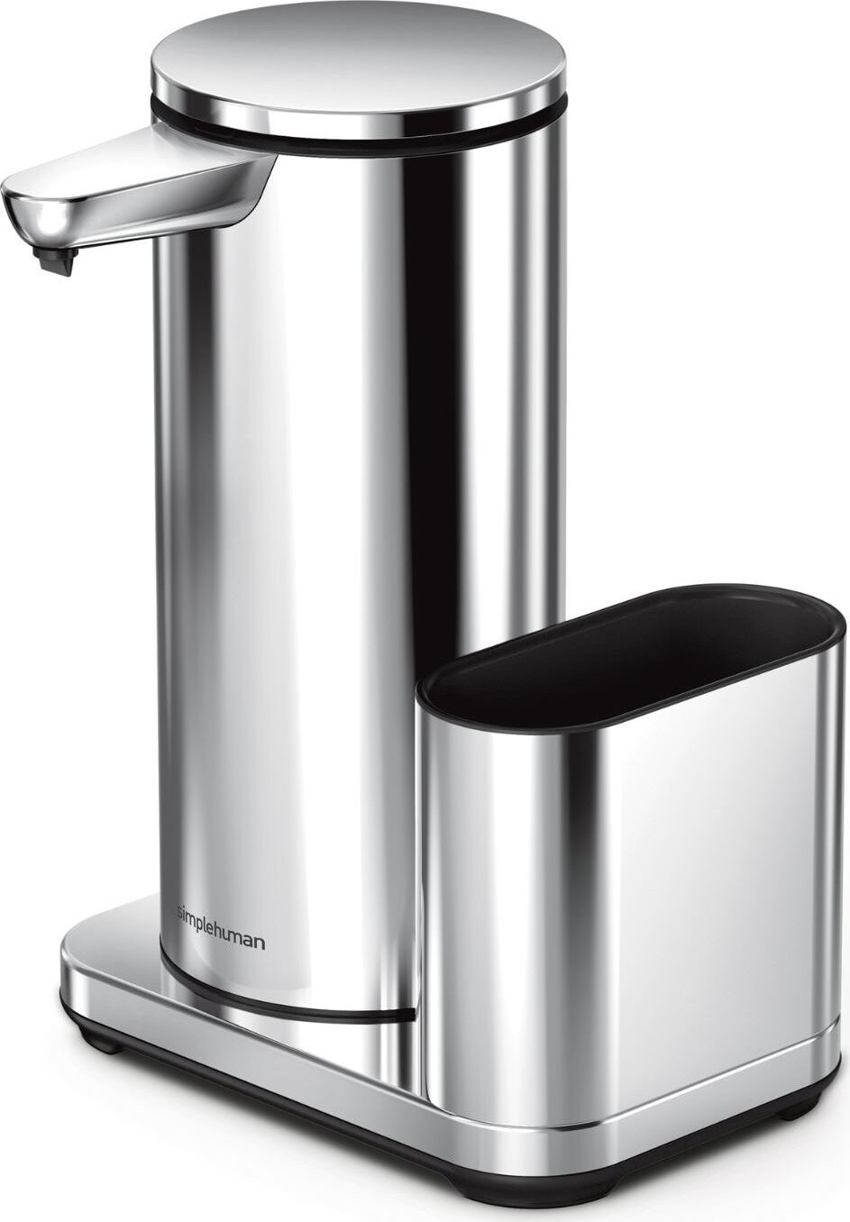 Simplehuman bezdotykový dobíjací dávkovač mydla 414 ml + držiak hubky, lesklé antikoro
