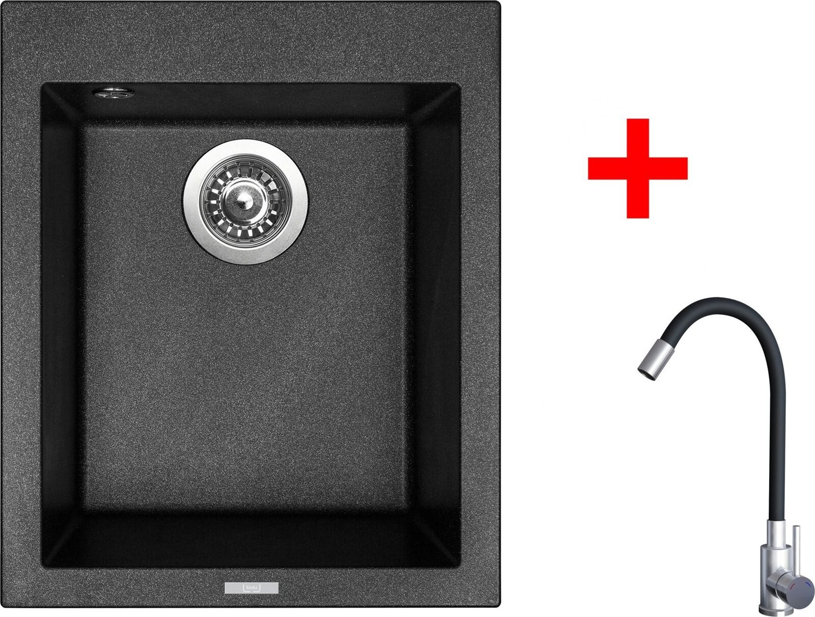 Sinks Cube 410 Metalblack + Elasta nehrdzavejúca oceľ/čierny