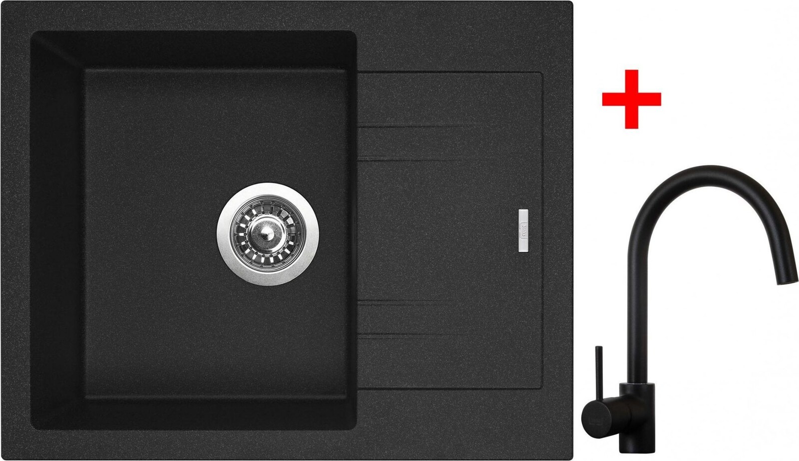 Sinks Linea 600 Granblack + Vitalia, čierna, matná