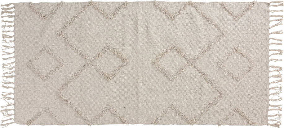 Home Styling Collection Bavlněný koberec s třásněmi, 70 × 140 cm, bílý