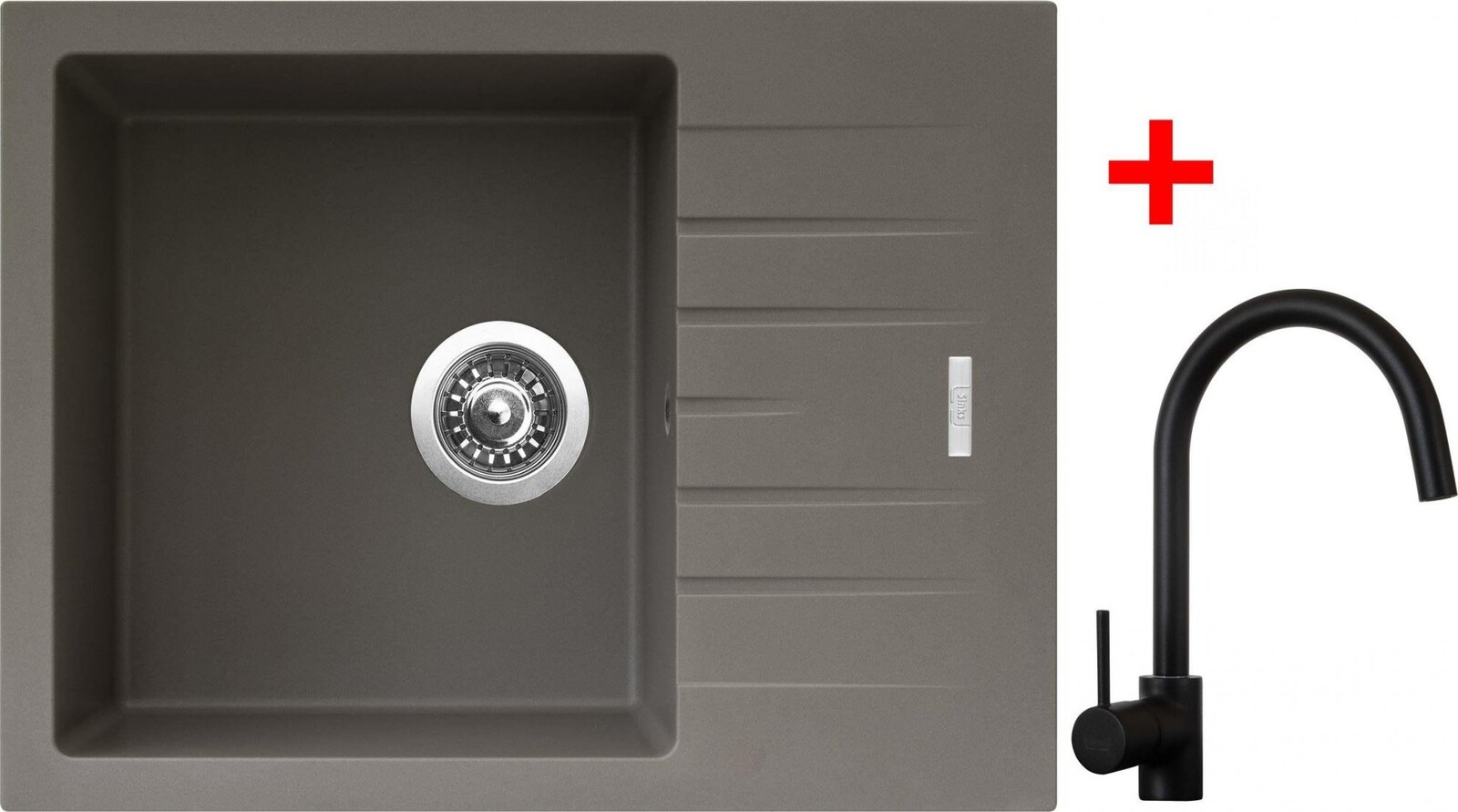 Sinks Perfecto 650 Truffle + Vitalia, čierna, matná