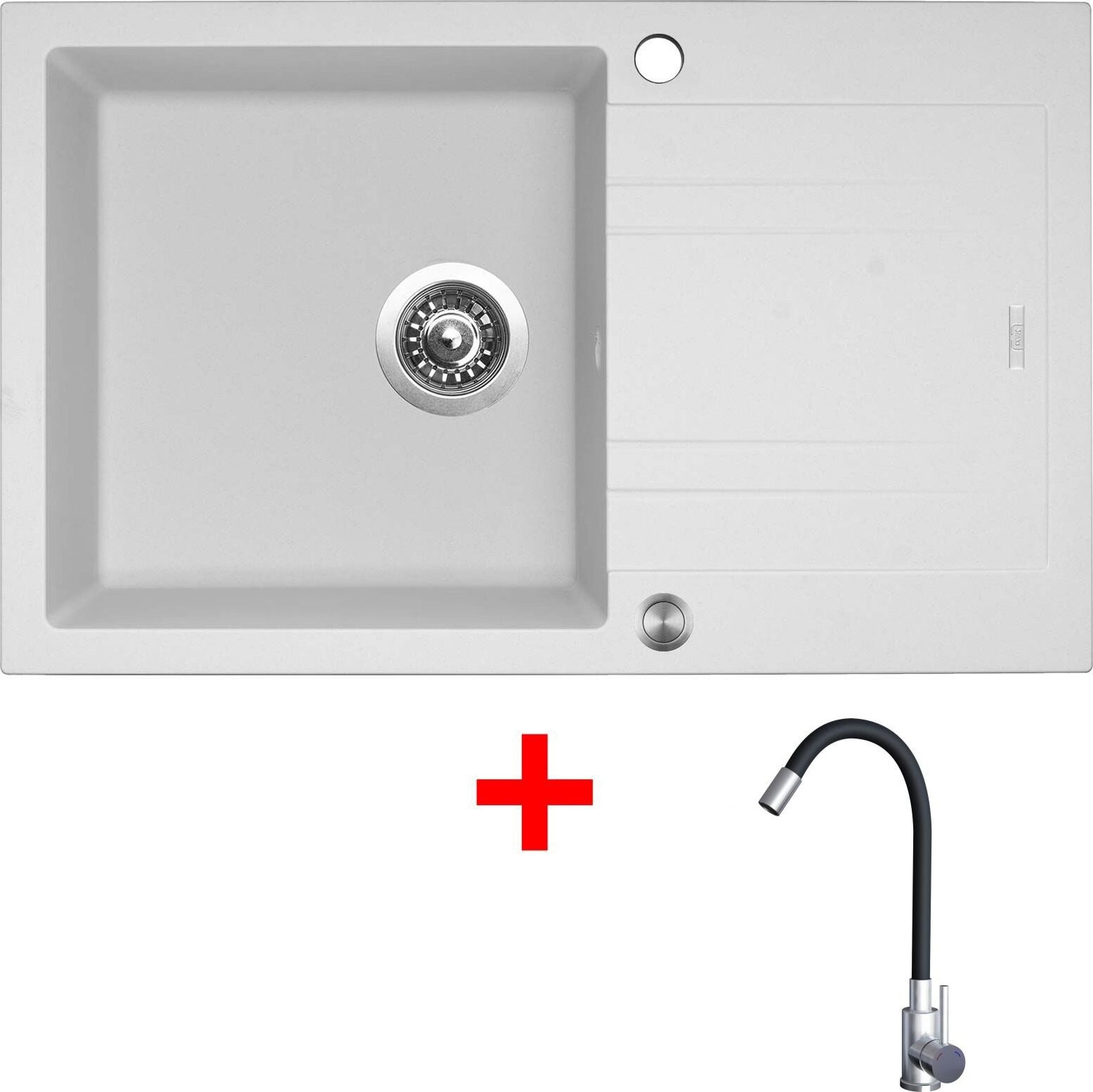 Sinks Linea 780 XC Milk + Elasta nehrdzavejúca oceľ/čierny
